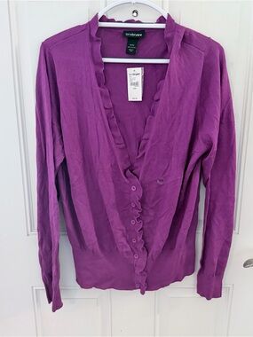 Lane Bryant Cardigan 18/20 | NWT Purple Ruffle Button